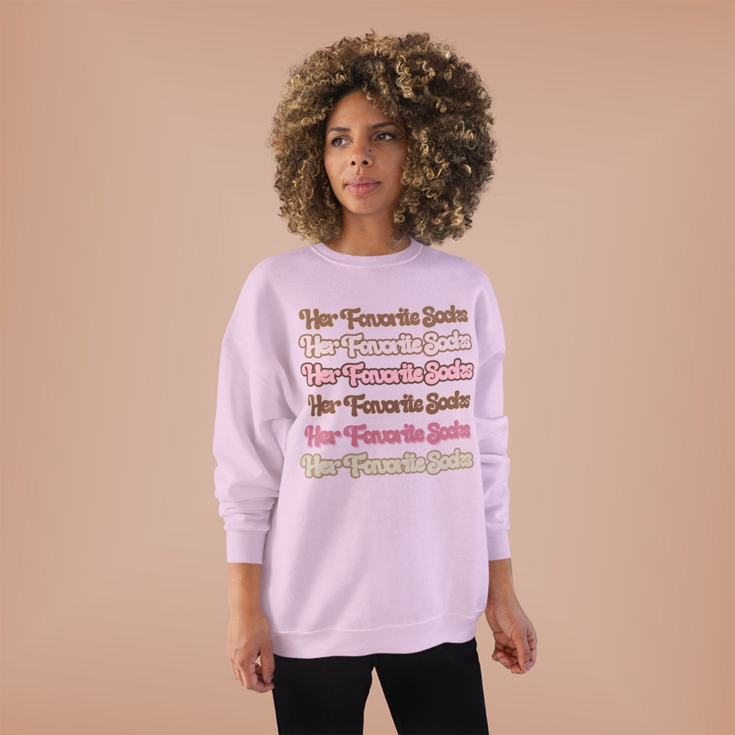 Her Favorite Socks Crewneck Sweatshirt — Retro Script Cozy Pullover